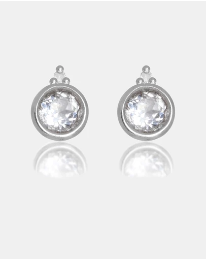 Georgini - Natural Topaz And Two Natural Diamond April Silver Earrings