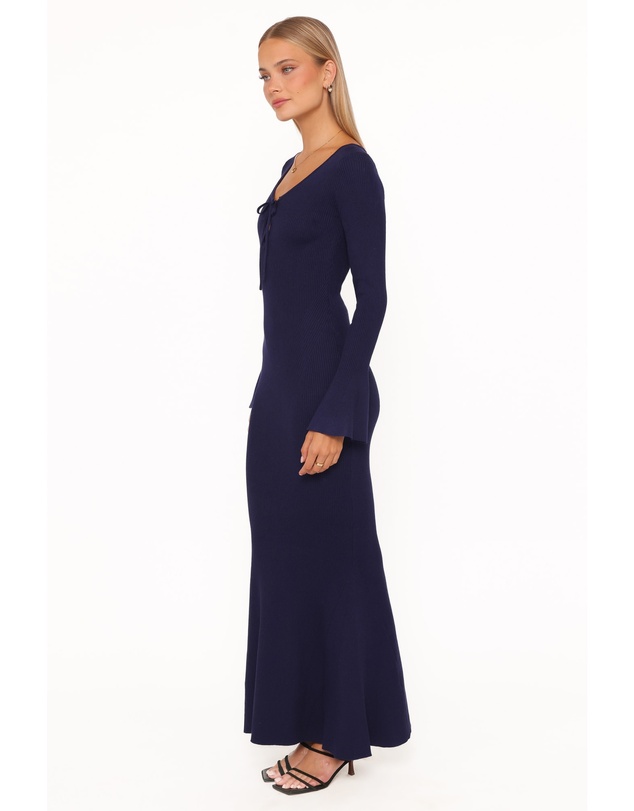 Petal & Pup - Desley Knit Long Sleeve Maxi Dress - Navy