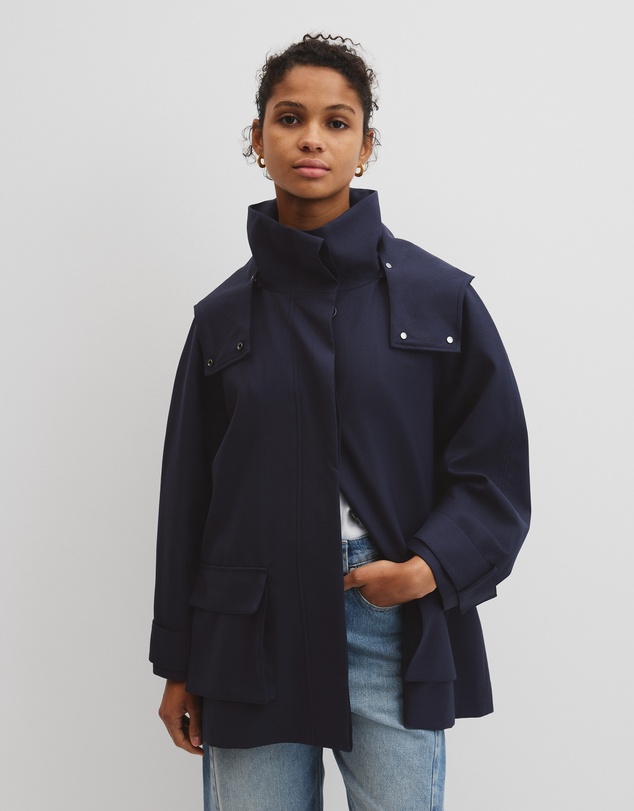 Country Road - Wool Blend Tailored Funnel Coat
