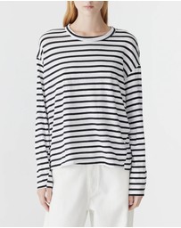 Bassike - Stripe Slouch Long Sleeve T-Shirt