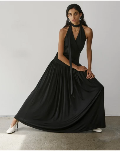 Minima Esenciales - Sereia Jersey Scarf Tie Maxi Dress