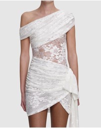 Self Portrait - Rhinestone Lace Tie Side Mini Dress
