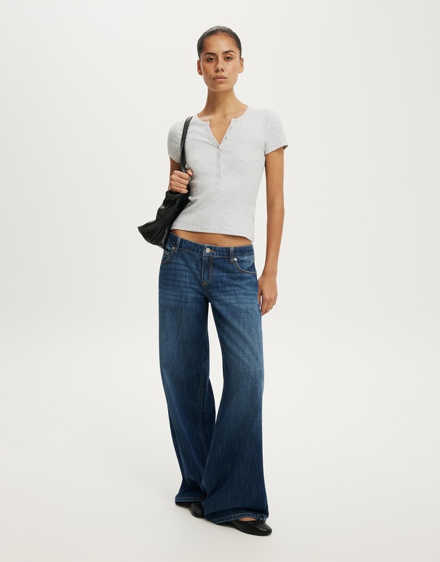 Cotton On - Blake Rib Henley Short Sleeve