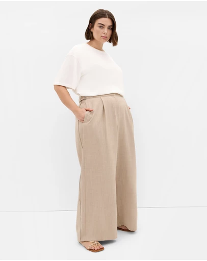 City Chic - Alana Wide Leg Pant - latte