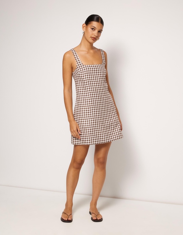 AERE - Nolana Gingham Shift Mini Dress