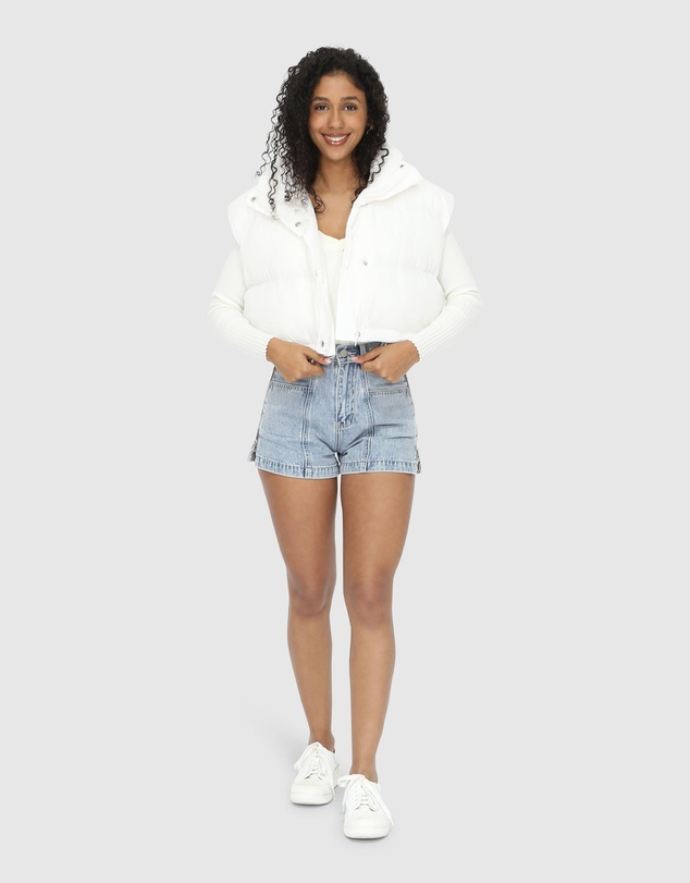 Belle & Bloom - Landslide Zip-Off Puffer Vest - Cream