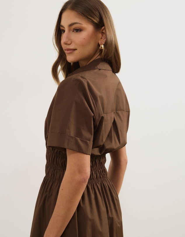 Atmos&Here - April Cotton Poplin Midi Shirt Dress