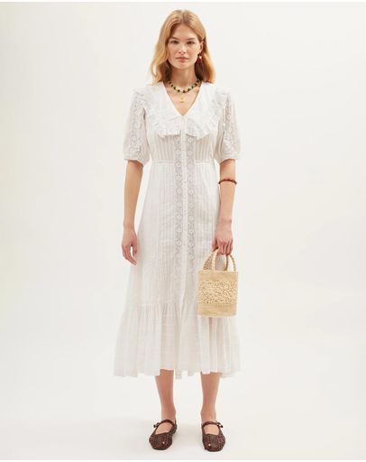 Pansy Embroidery White