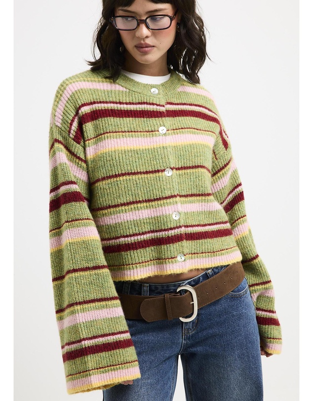 Subtitled - Regina Eyelash Knit Oversized Stripe Cardigan