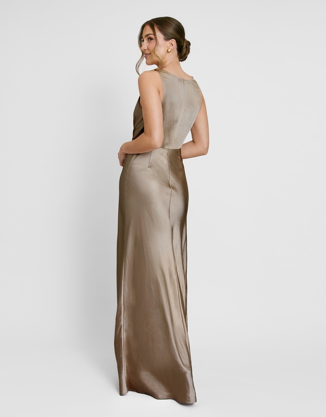 Six Stories - Cowl Front Satin Bridesmaid Dress