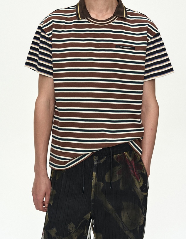 Andersson Bell - Stripe Layered Collar T-Shirt
