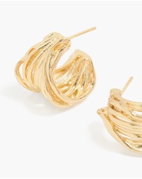 Lovisa - Waterproof Gold Plated Stainless Steel Multi Row Huggie Earrings