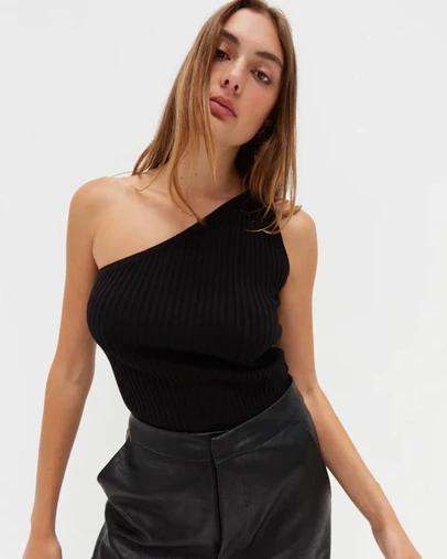 Style Addict - One Shoulder Knit Top