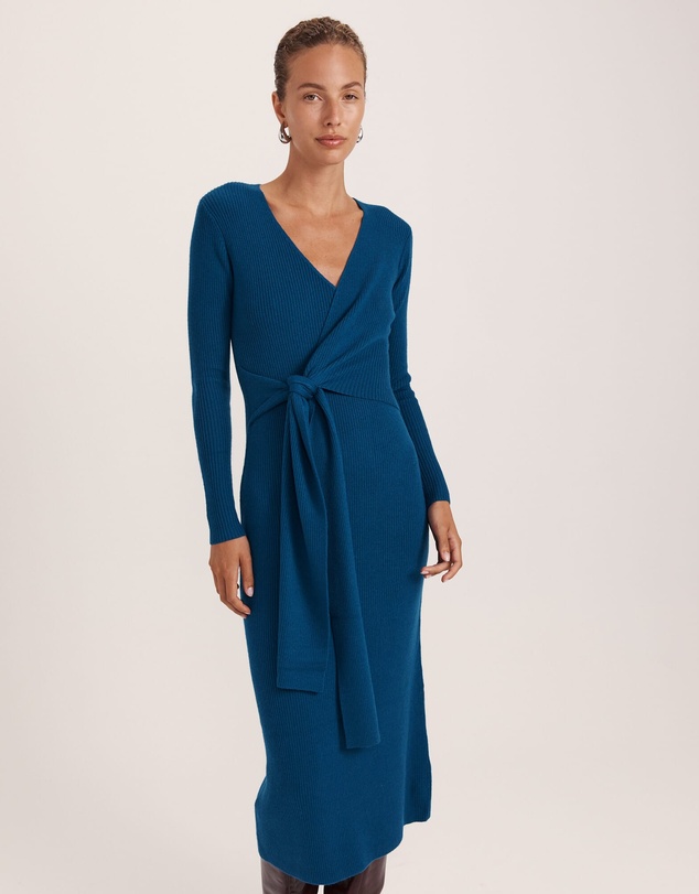 SABA - Elle Wool Blend Wrap Knit Dress