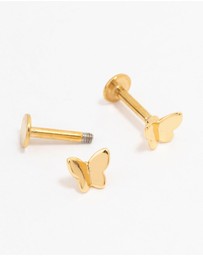 Lovisa - Gold Plated Surgical Steel Metal Butterfly Flat Backs 2-Pack