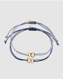 Elli Jewelry - Bracelet Set Women Circle Infinity Steel Blue and Marine Blue 925 Sterling Silver Gold Plated