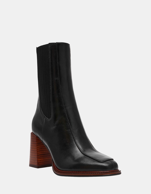 Steve Madden - Downtown Black Leather Booties