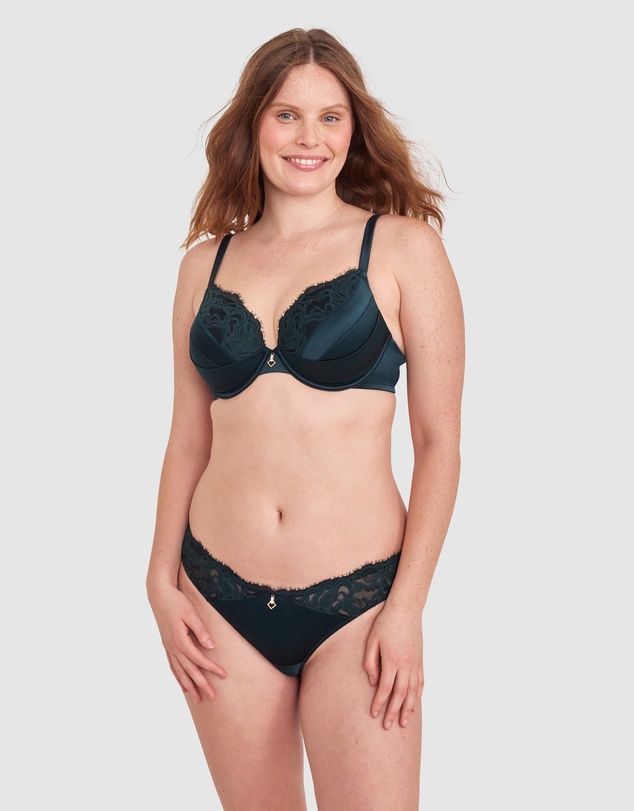 Bras N Things - Rosaria Lightly Lined Bra-Dark Green