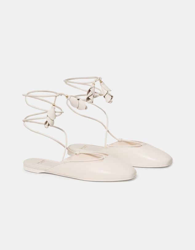 Kate Spade - Eloise Floral Smooth Leather Ankle Wrap Mule Flats