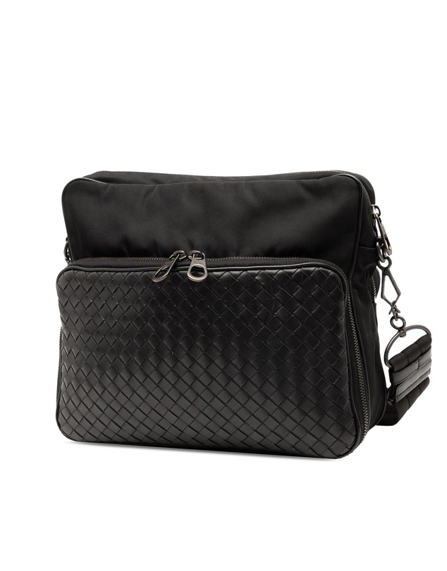 Pre-Loved by Azura Reborn - Pre-Loved Nappa Intrecciato Trimmed Canvas Messenger Bag