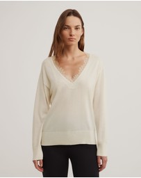 Witchery - Lace Detail V-neck Knit