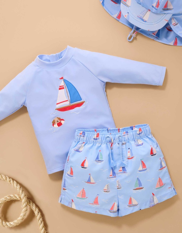 Purebaby - Board Short & Rashie Swim Set- Kids-Babies
