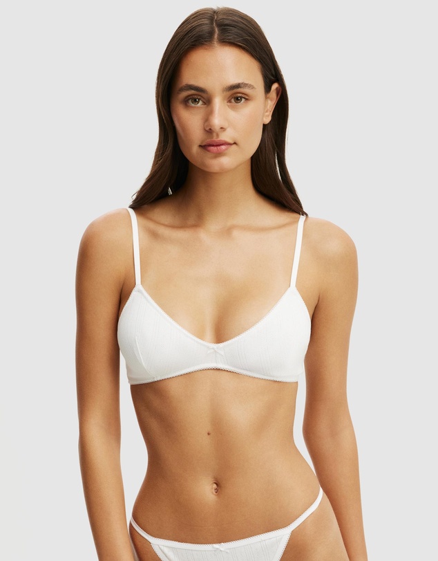 Cotton On Body - Cotton Pointelle Triangle Padded Bralette