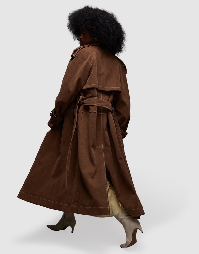 TOPSHOP - Longline Oversized Faux Suede Trench Coat
