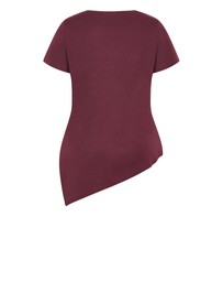 City Chic - Plus size Angled Hem Cotton Tee - wildberry