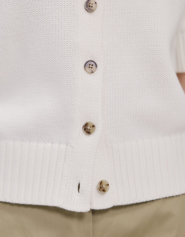 Trenery - Cotton Knit Short Sleeve Cardigan in White