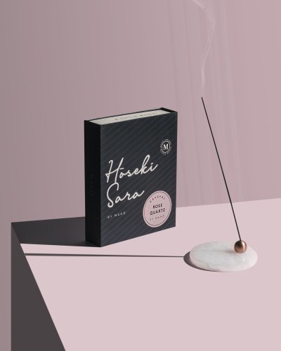 Hoseki Sara - Rose quartz crystal Incense burner
