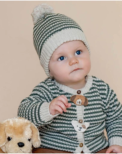 Bebe by Minihaha - Otto Stripe Organic Knitted Beanie - Babies-Kids