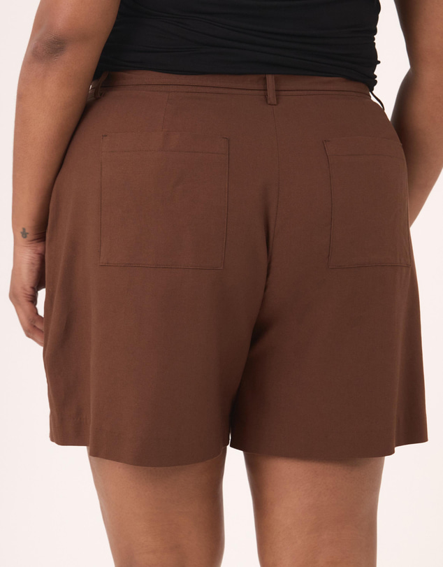 Atmos&Here Curvy - Ava Linen Blend Tie Waist Shorts