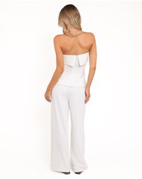 Petal & Pup - Blakely Wide Leg Pant - White Pinstripe