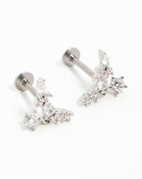 Lovisa - Surgical Steel Cubic Zirconia Marquise Flat Back Earrings
