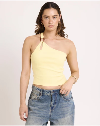 Subtitled - Kenzie One Shoulder Rib Tank