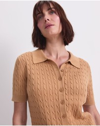 Sportscraft - Cotton Cable Short Sleeve Knit Top