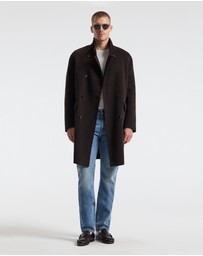 Calibre - Double Breasted Wool Cashmere Coat Chocolate