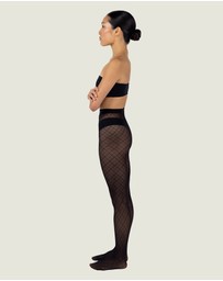 INSTOCK - After Hours — 50 Denier Diamond Checked Sheer Micromesh Tight