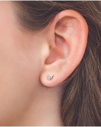 Georgini - Natural Opal And Two Natural Diamond October Silver Earrings