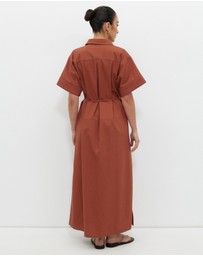 Calli - Linen Blend Seamed Midi Dress