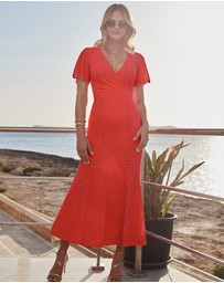 Sosandar - Chevron Lace Fit & Flare Dress