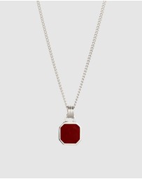 Kuzzoi - ICONIC EXCLUSIVE - Necklace Male Geometric Red Enamel 925 Sterling Silver