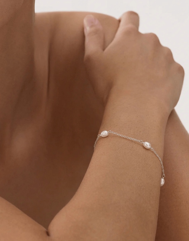 Najo - Tidal Whisper Silver Pearl Bracelet