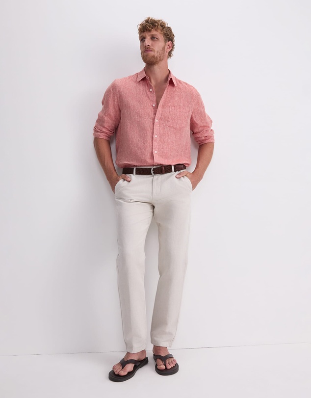 Sportscraft - Long Sleeve Linen Yarn Dyed Shirt