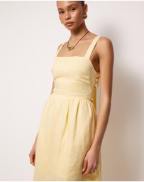 AERE - Raina Tie Back Linen Midi Dress