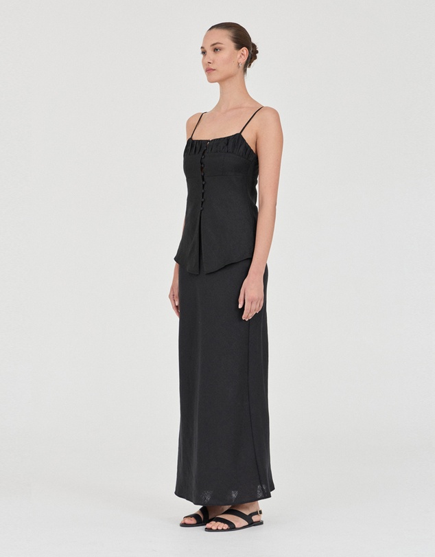 FRIEND of AUDREY - The Linen Buttoned Singlet Top