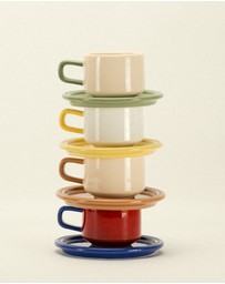 Dennis Did It - Spill the Tea Cup and Saucer Linen and Olive