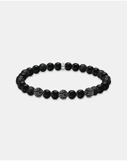 THOMAS SABO - THOMAS SABO Obsidian bracelet with three zirconia beads