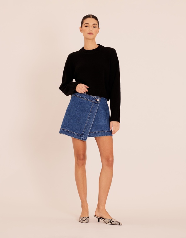 AERE - Denim Wrap Over Mini Skirt